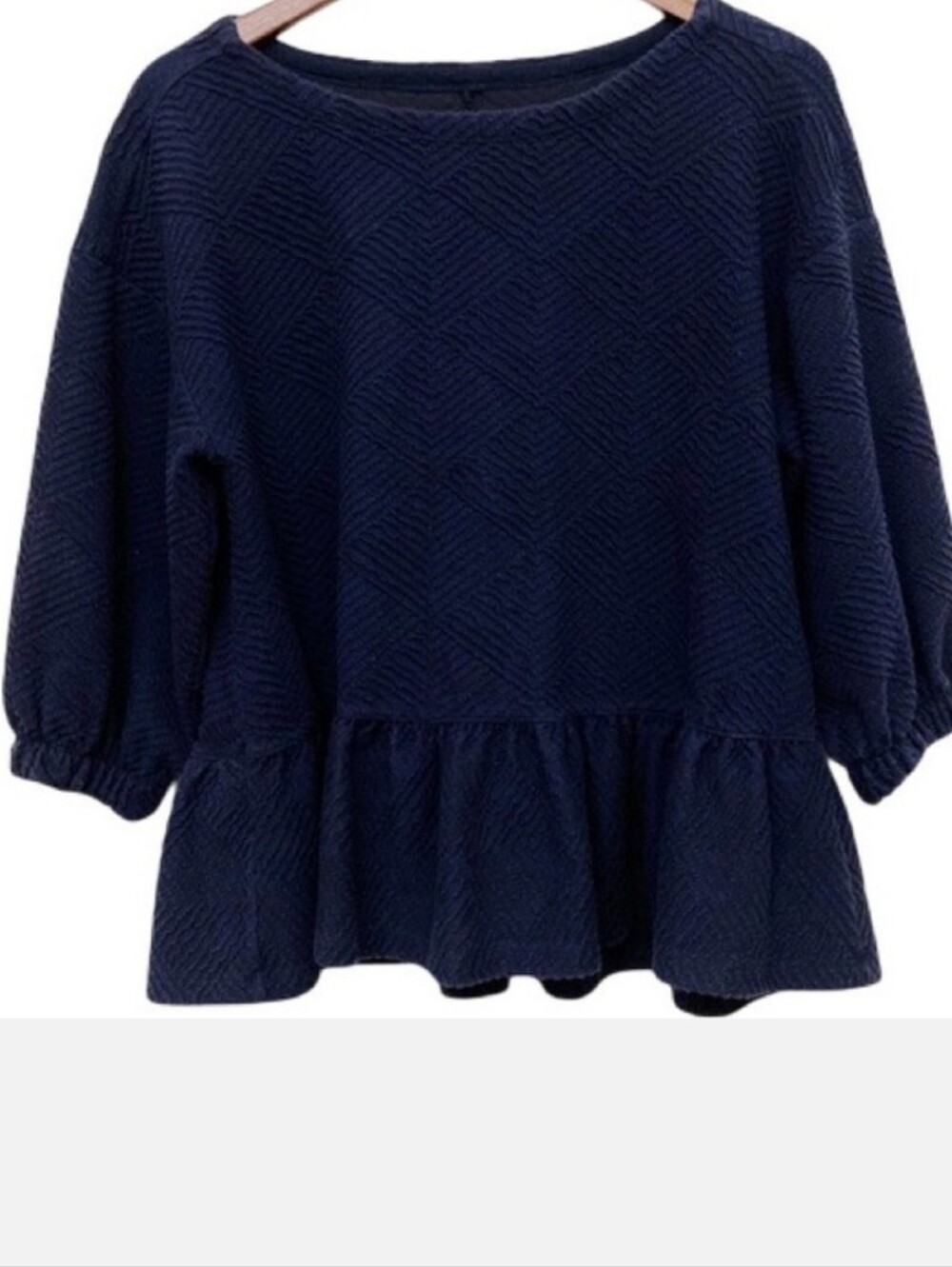 Maeve Mikayla Peplum Top Women's M Puff Sleeve Boho Peasant Nautical Minimalist - Picture 4 of 7